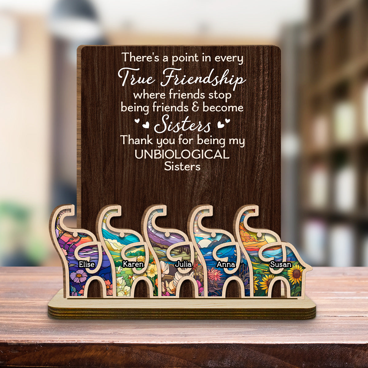 Custom Friendship Decor, Christmas Birthday Gifts For Best Friend • A Point Of This - Personalized 2-Layer Wood Plaque With Flat Base