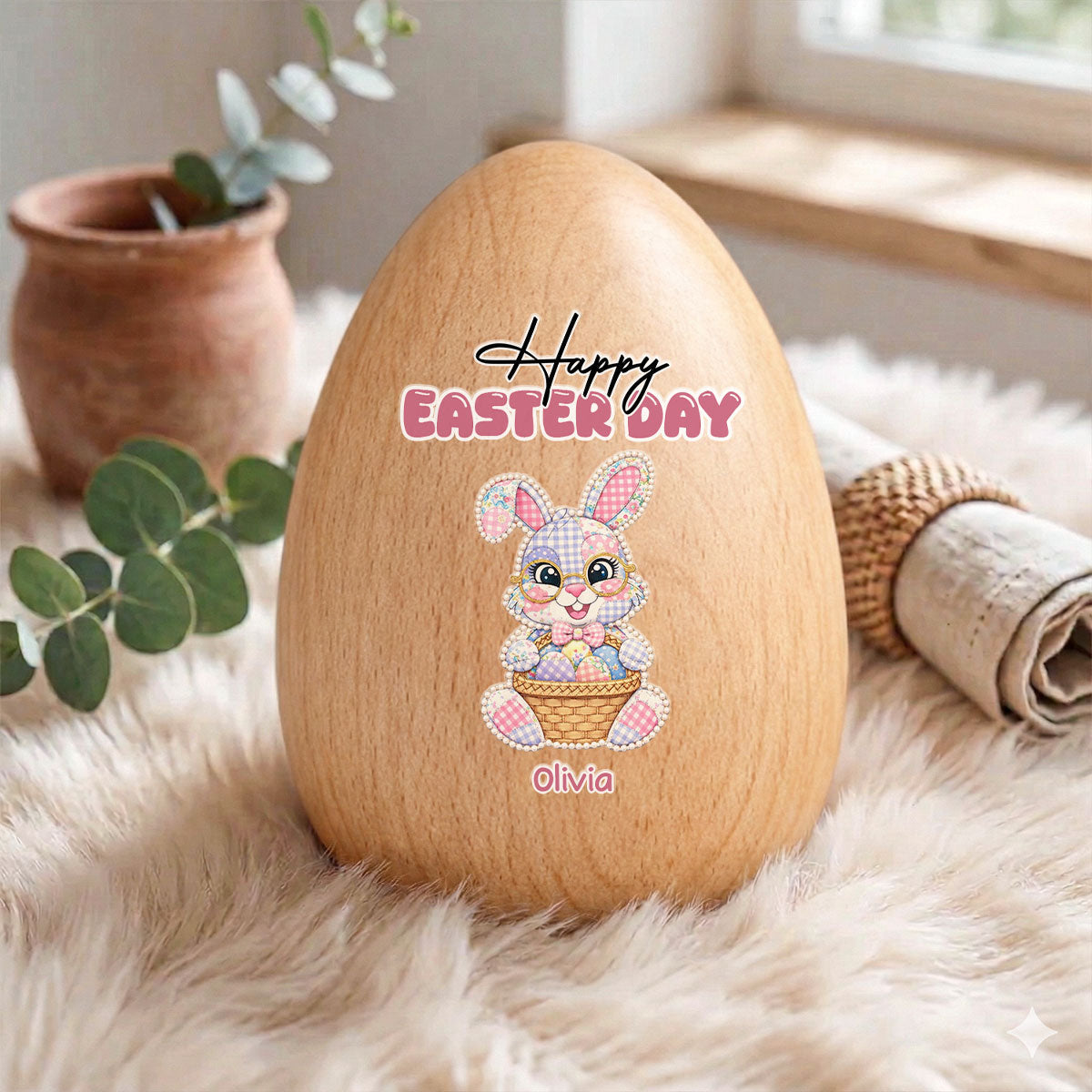 Happy Easter Day - Personalized Wooden Egg Shaker