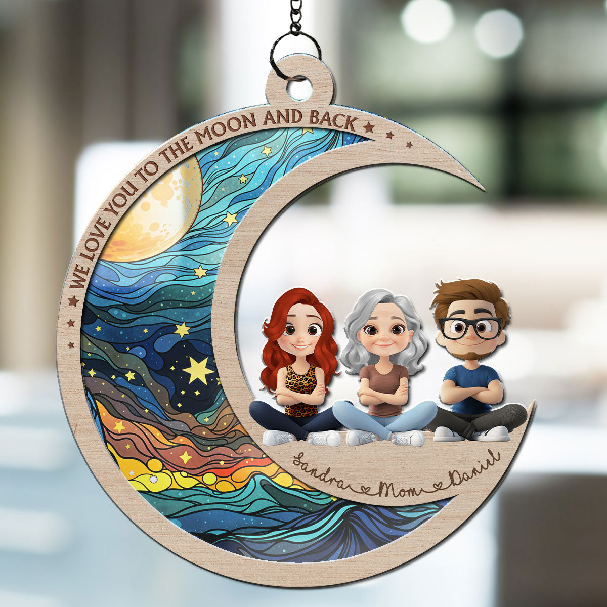Custom Hanging Decor for Daughter Mom, Mother's Day Gifts • My World Begins With Mom - Personalized Suncatcher