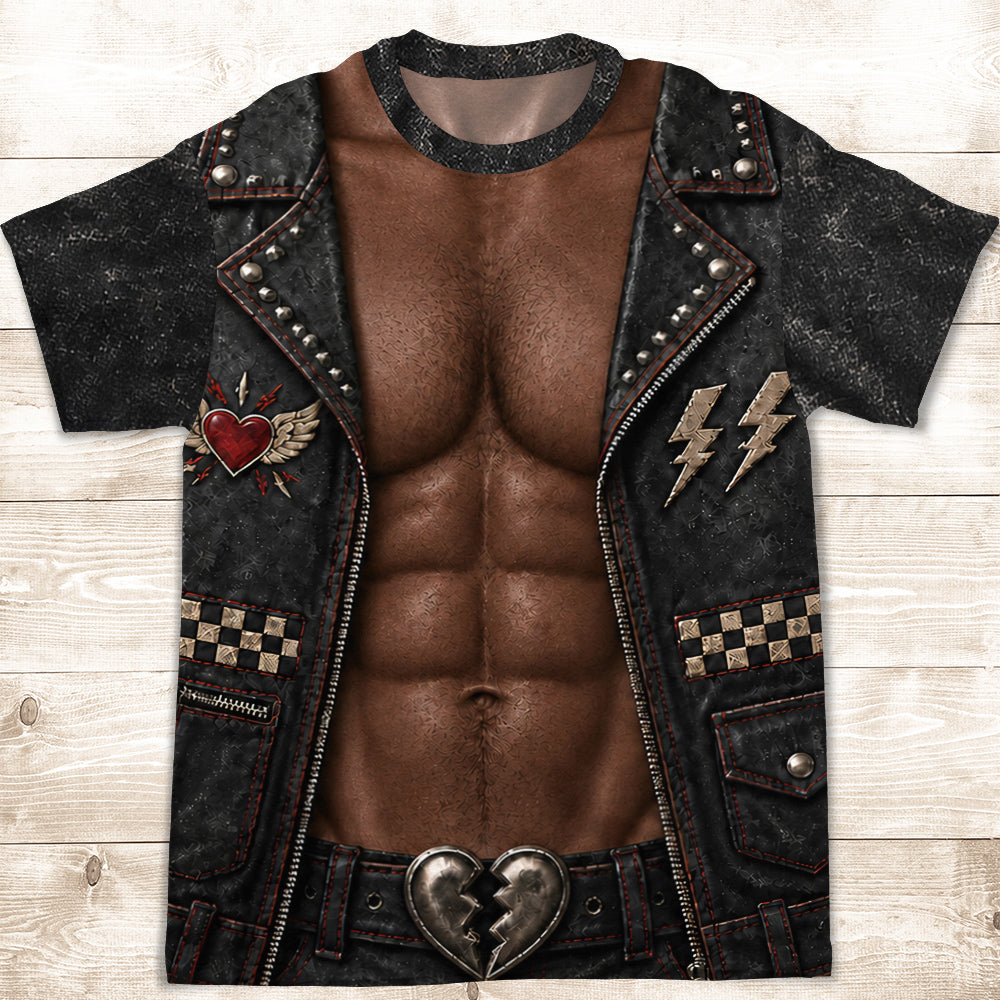 Custom Christmas Anniversary Keepsake Gifts For Husband • Rockstar Biker - Personalized All-over-print T-shirt