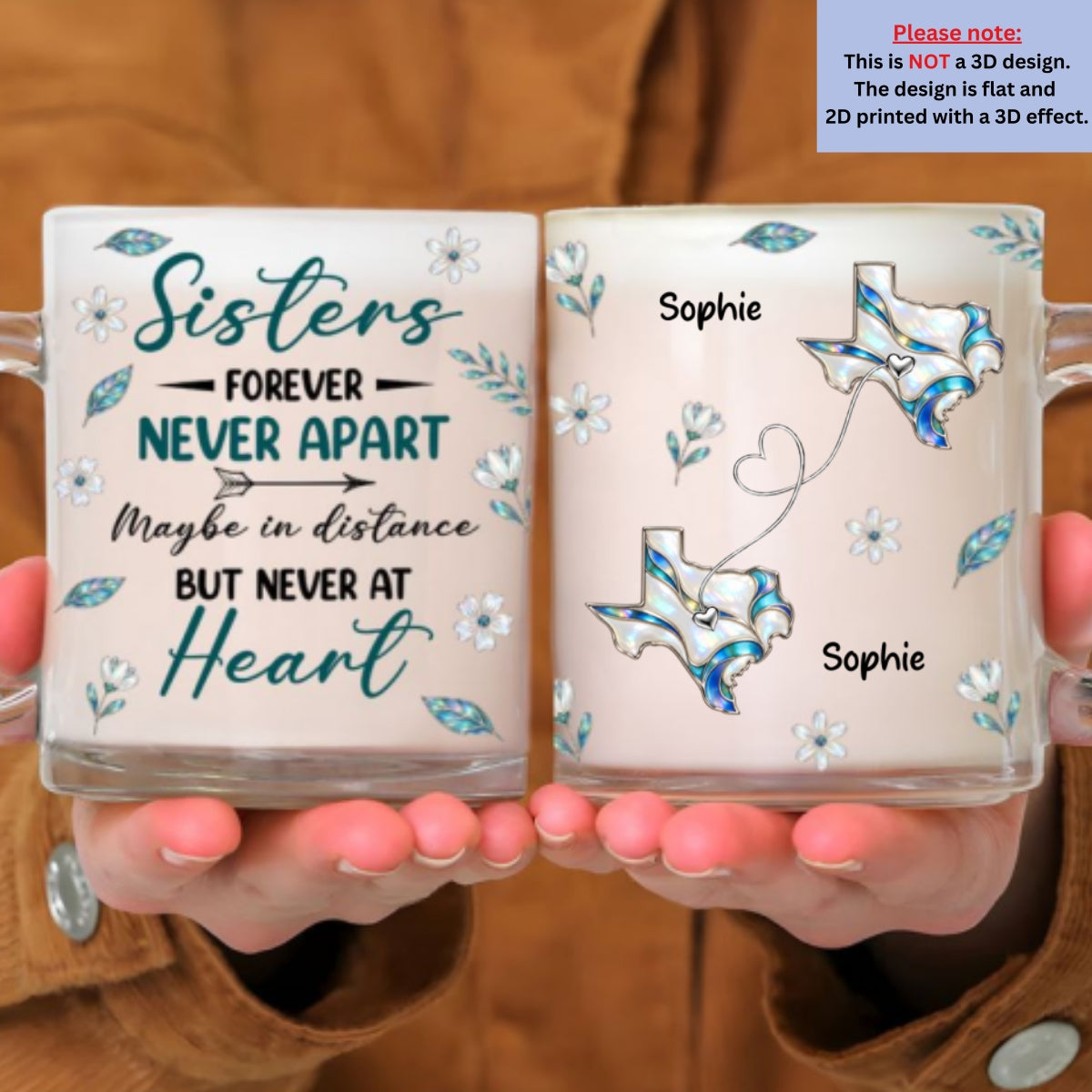 Custom Christmas & Birthday Gift for Brother & Sister • Side By Side Or Miles Apart - Personalized Glass Mug
