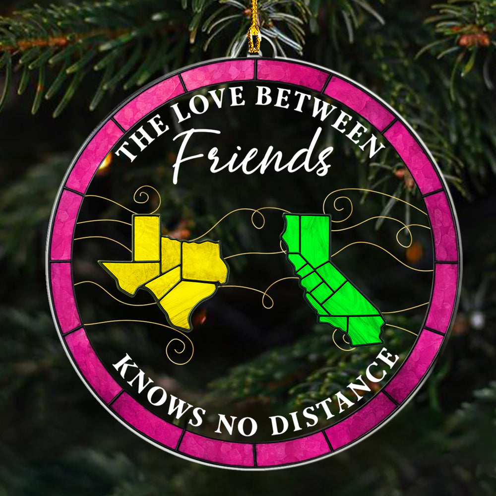Custom Family Christmas Ornament for Long Distance Families •  Long Distance Love - Personalized Acrylic Ornament
