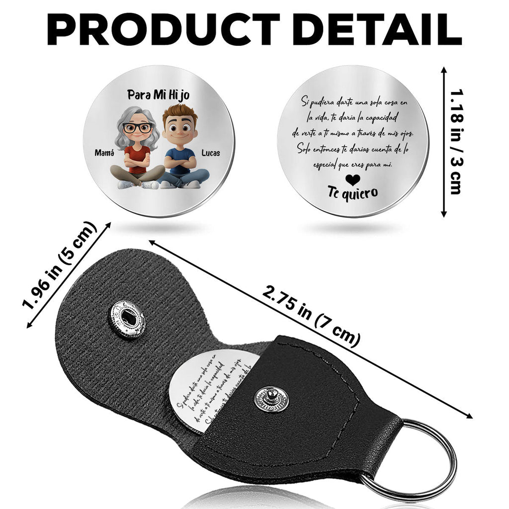 Custom Son Coin Keychain, Father's Day Birthday Gifts • Eres Especial – Abrazo de Bolsillo Personalizado