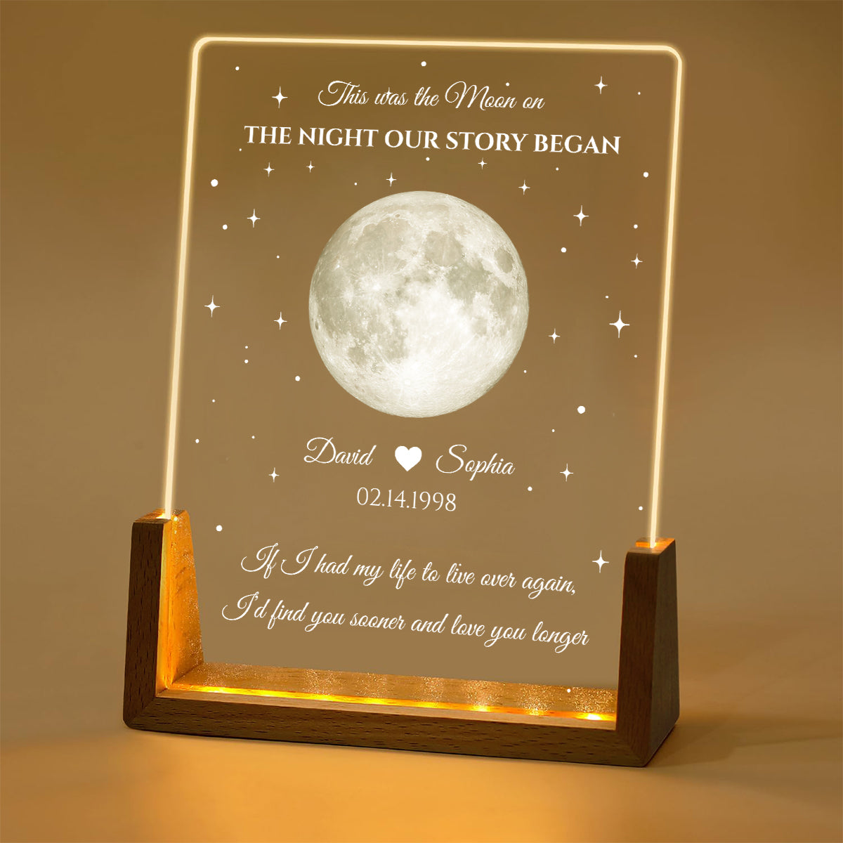 Custom Anniversary, Wedding, Christmas Gift For Husband, Him• The Moon - Personalized Night Light