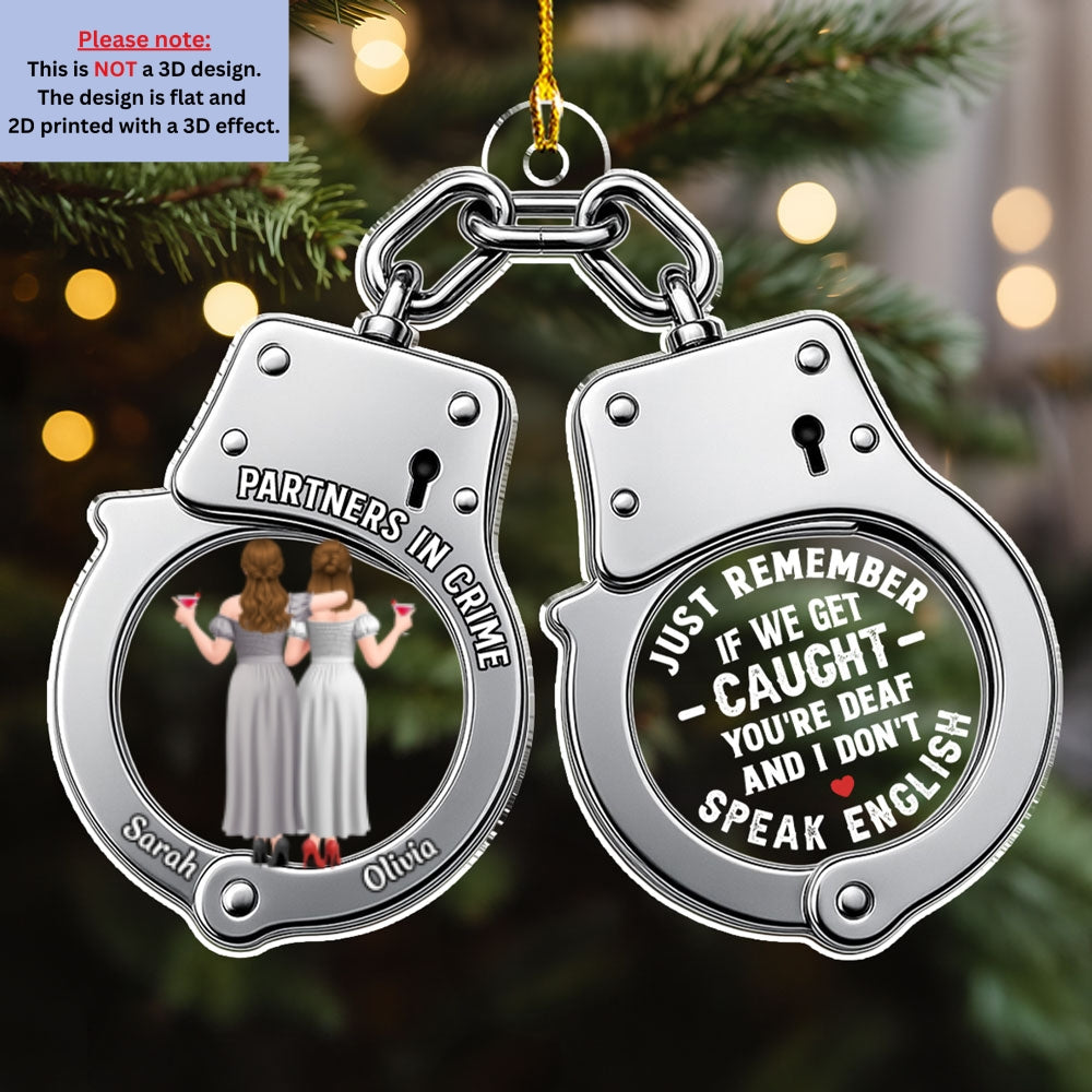 Custom Friendship Christmas Ornament, Best Friend Gift •  Partners In Crime Bestie - Personalized Acrylic Ornament