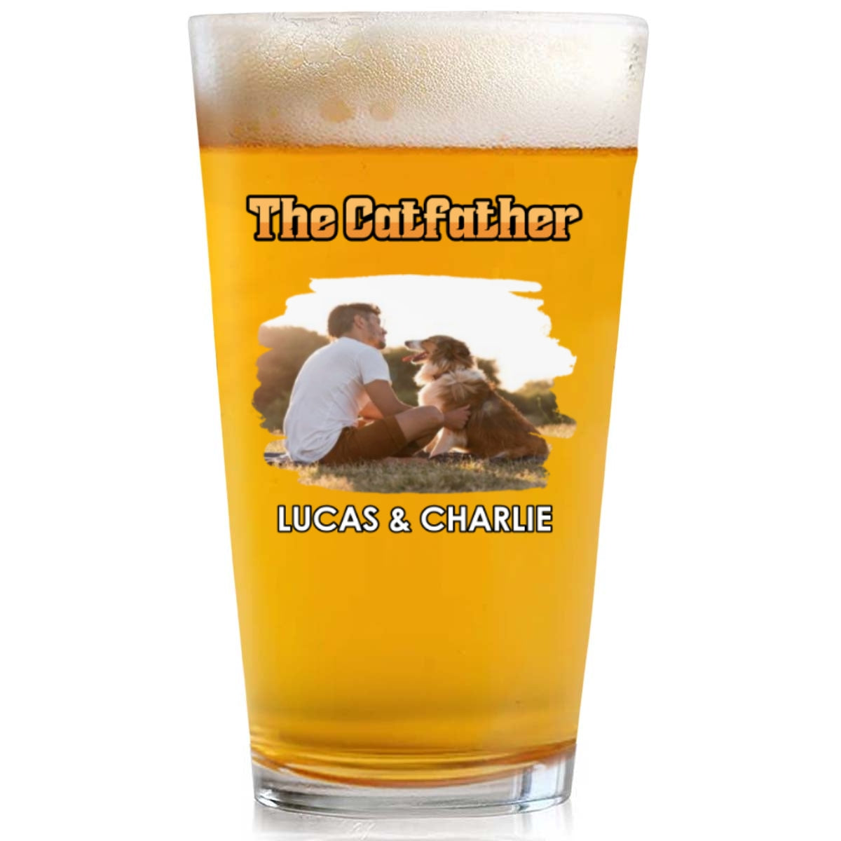 The Catfather Retro Photo - Personalized Beer Glass