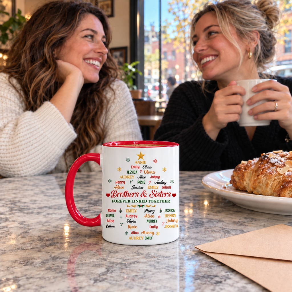 Custom Christmas & Birthday Gift for Brother & Sister • Our Bond Grows With Time - Personalized Accent Mug