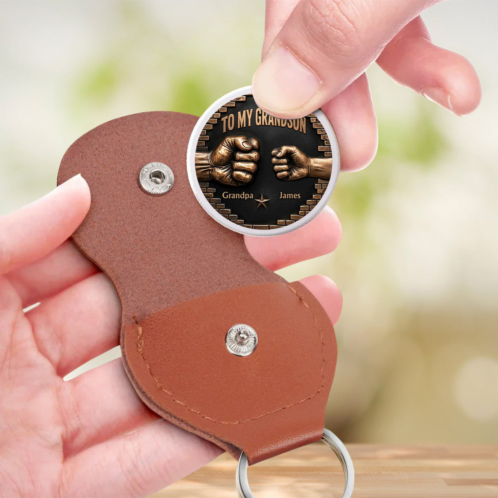 Custom Coin Keychain For Grandson Nephew, Family Keepsake • For My Lovely Grandkids - Personalized Pocket Hug