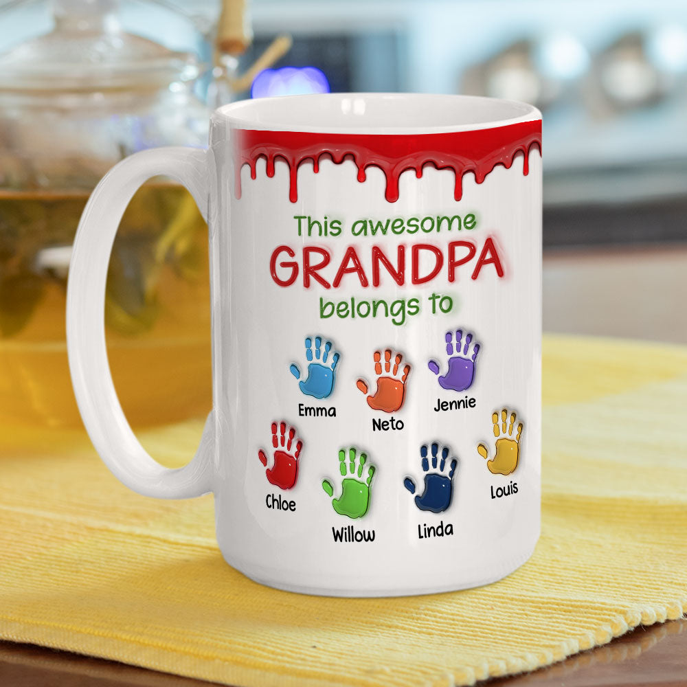 Custom Christmas & Birthday Keepsake Gift • This Awesome Dad Belongs To Us - Personalized 3D Inflated Effect Mug