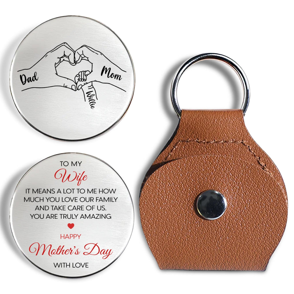 Custom Coin Keychain for Wife, Mother's Day, Anniversary Gifts • You Mean A Lot To Me - Personalized Pocket Hug
