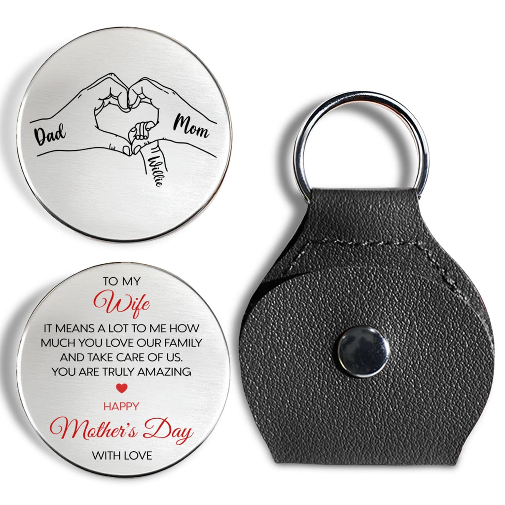 Custom Coin Keychain for Wife, Mother's Day, Anniversary Gifts • You Mean A Lot To Me - Personalized Pocket Hug