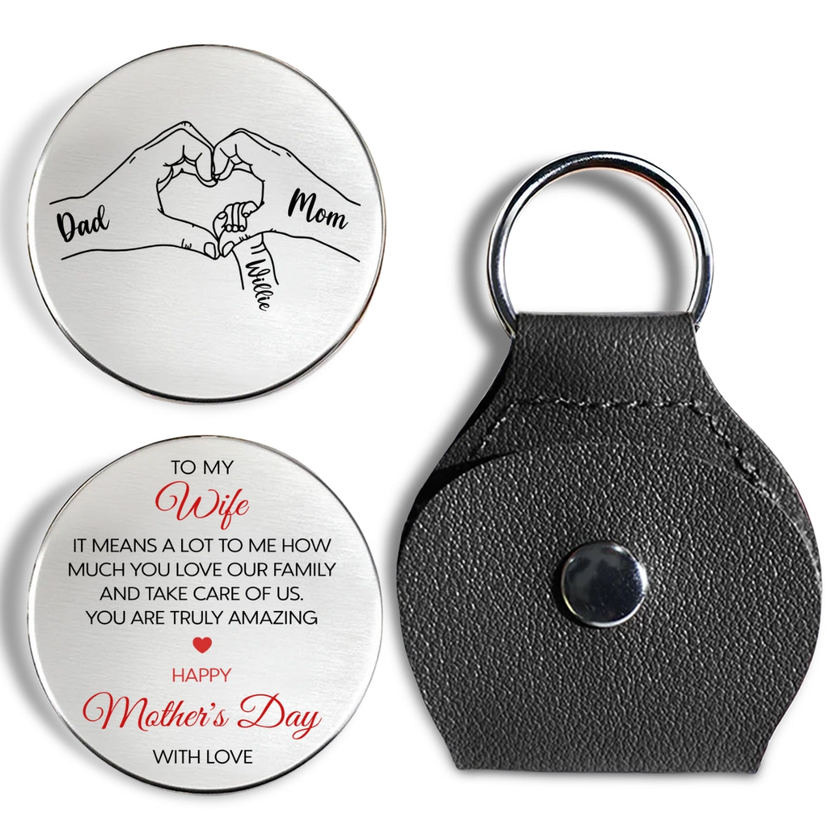 Custom Coin Keychain for Wife, Mother's Day, Anniversary Gifts • You Mean A Lot To Me - Personalized Pocket Hug