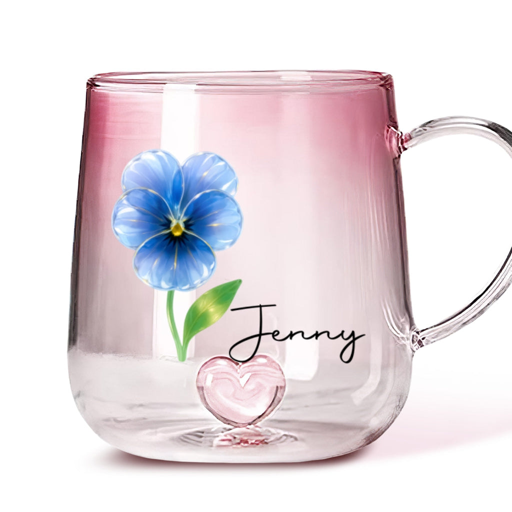 Custom Best Friend, Christmas & Birthday Friendship Keepsake Gift • You Are The Most Beautiful Glass Flower - Personalized Pink Gradient Glass Mug
