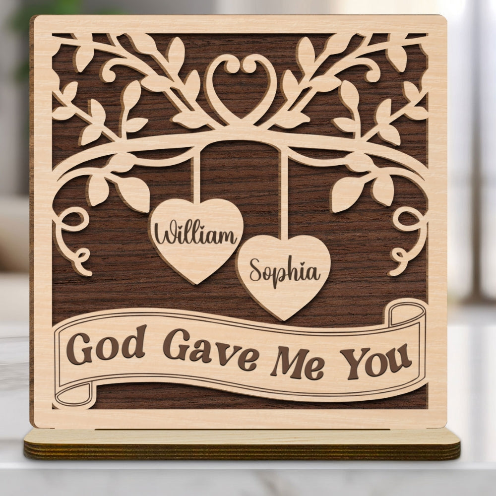 Custom Couple's Decor, Anniversary & Wedding Gift • Perfectly Imperfect Together - Personalized 2-Layer Wood Plaque With Flat Base