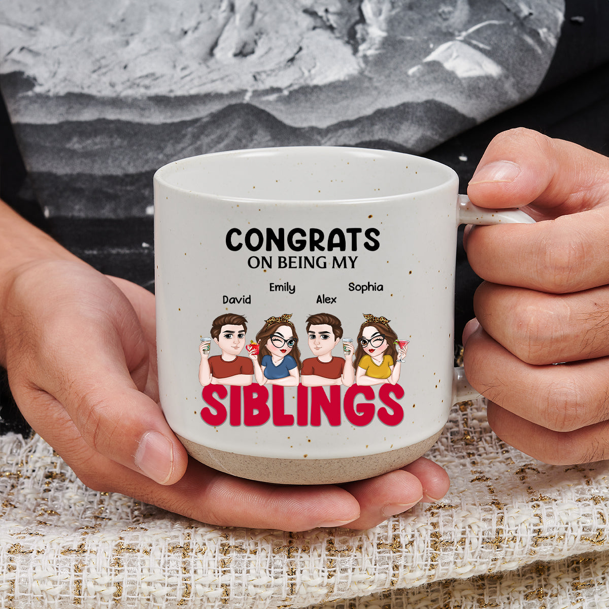 Custom Best Friend, Christmas & Birthday Friendship Keepsake Gift • Congrats On Being My Siblings - Personalized Pottery Mug
