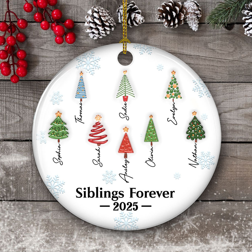 Custom Keepsake Christmas Ornament •  Family Forever Tree Names - Personalized 3D Inflated Effect Ceramic Ornament