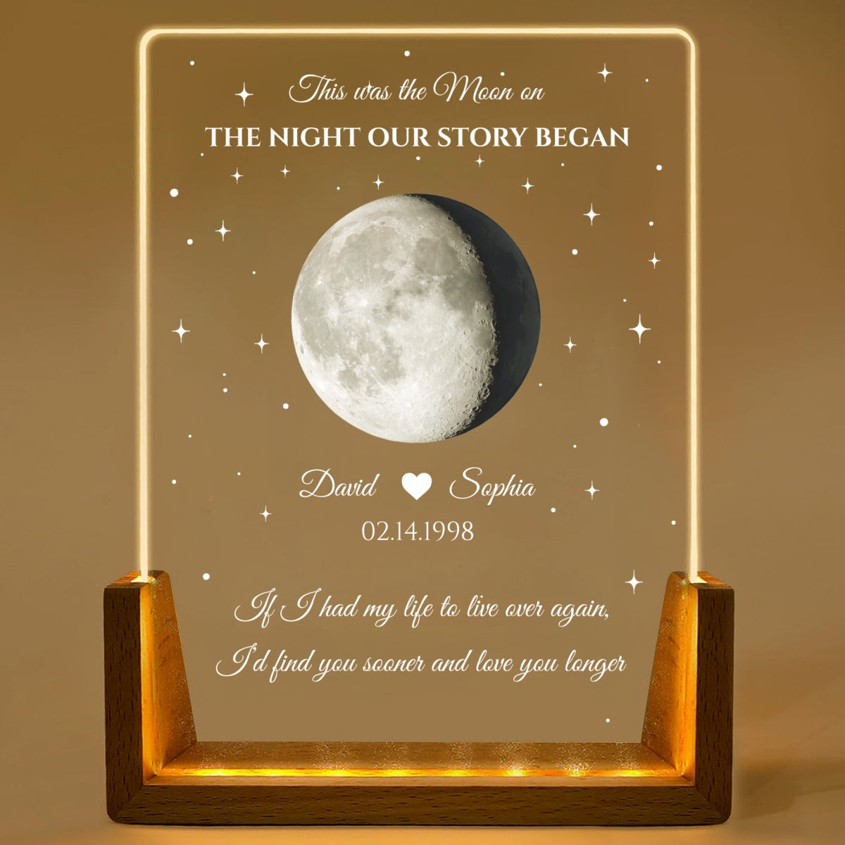 Custom Anniversary, Wedding, Christmas Gift For Husband, Him• The Moon - Personalized Night Light
