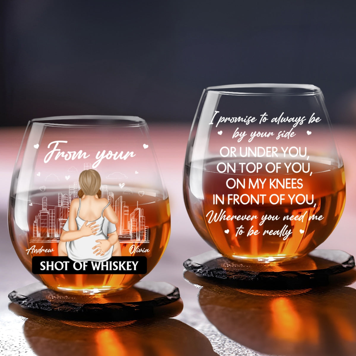 Promise To Always Be By Your Side - Personalized Wine Glass