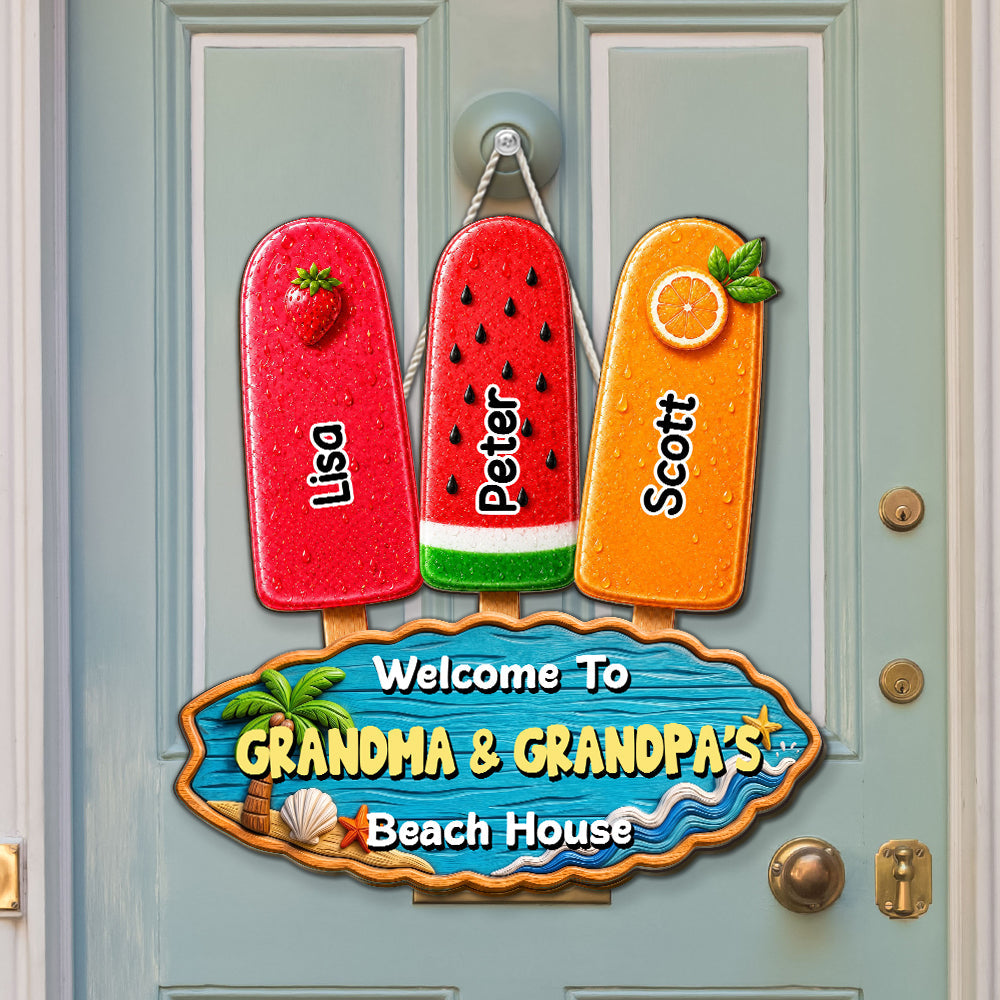 Custom Family Summer Backyard, Patio & Porch Decor • Paradise For Kids - Personalized Wood Sign