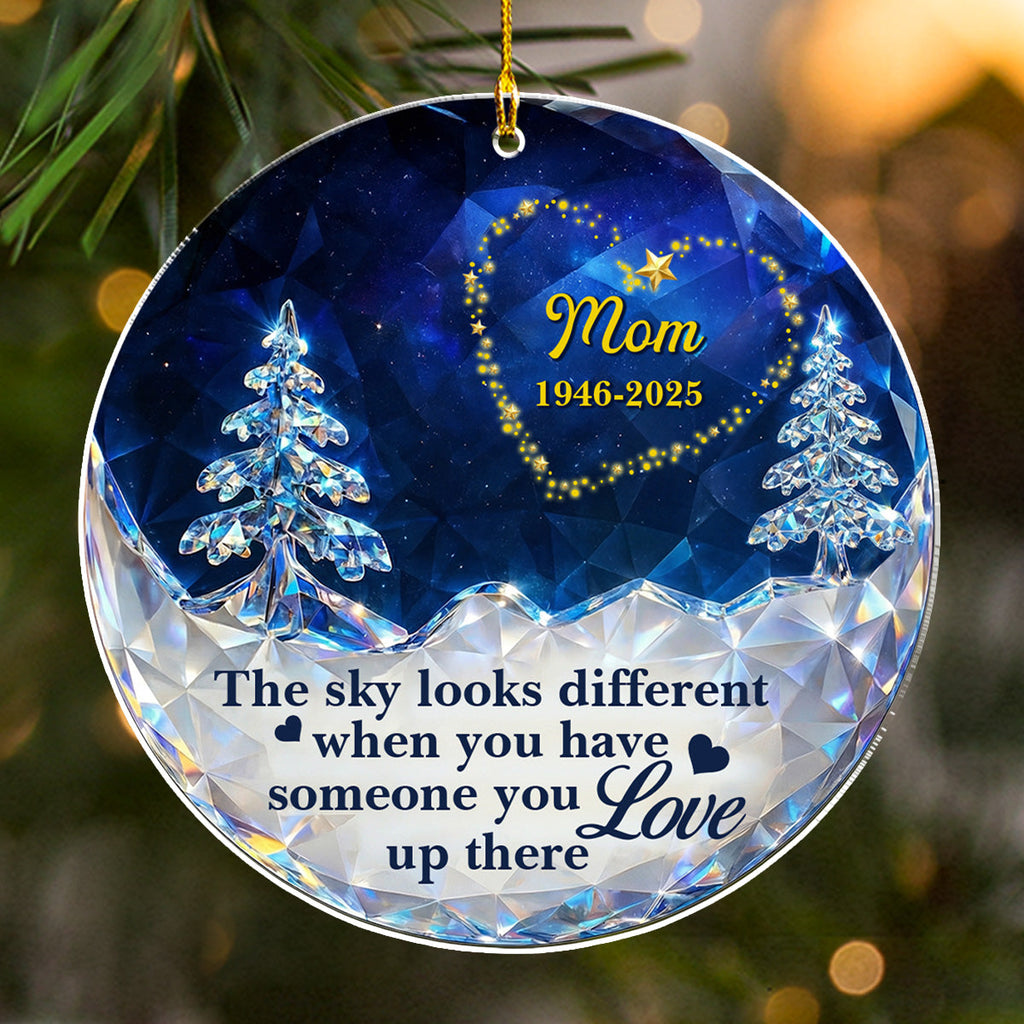 Custom Memorial Christmas Ornament, Sympathy Keepsake •  Crystal Sky - Personalized Acrylic Ornament