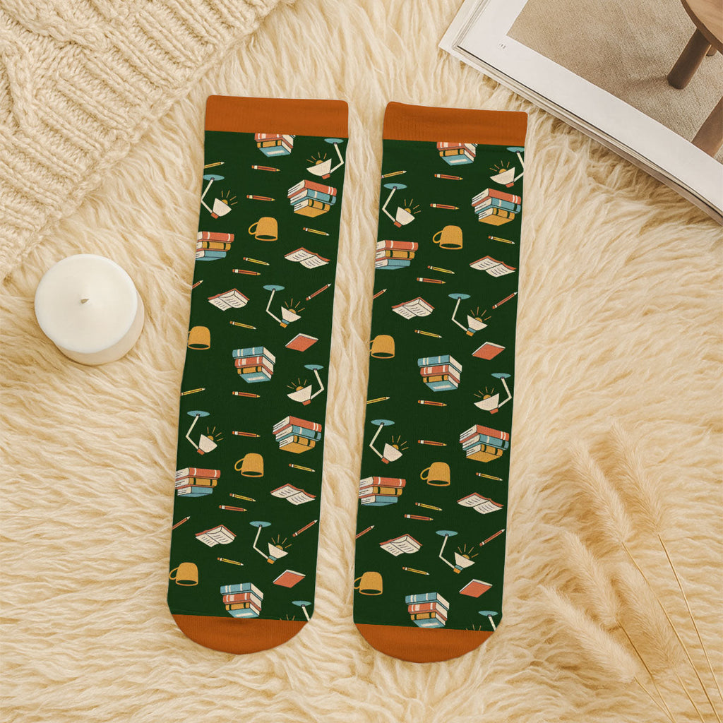 Custom Christmas Birthday Gift For Book Lovers, Bookworms, Readers • Just A Book Lover - Personalized Crew Socks