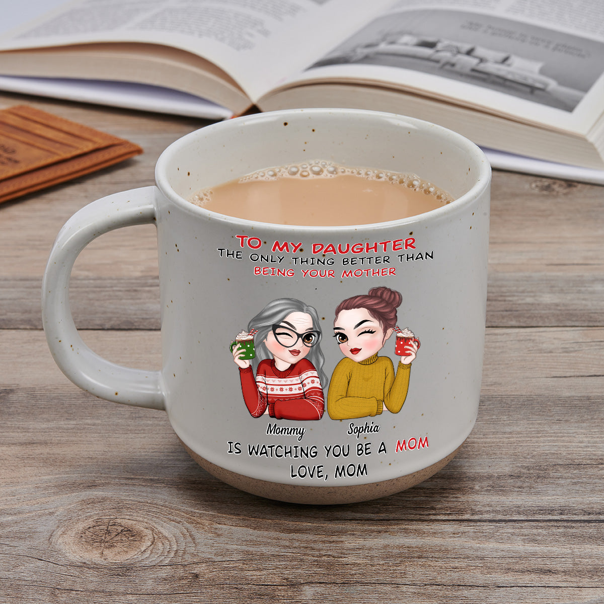 Custom Christmas & Birthday Gift for Mom • To My Daughter - Personalized Pottery Mug