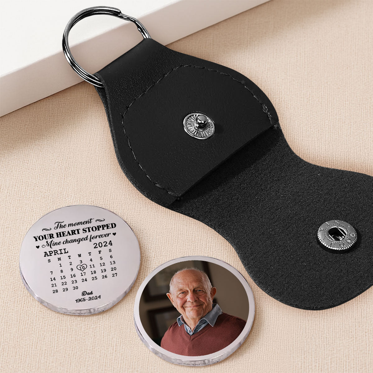 Custom Photo Memorial Coin Keychain, Sympathy Keepsake • The Moment - Personalized Pocket Hug