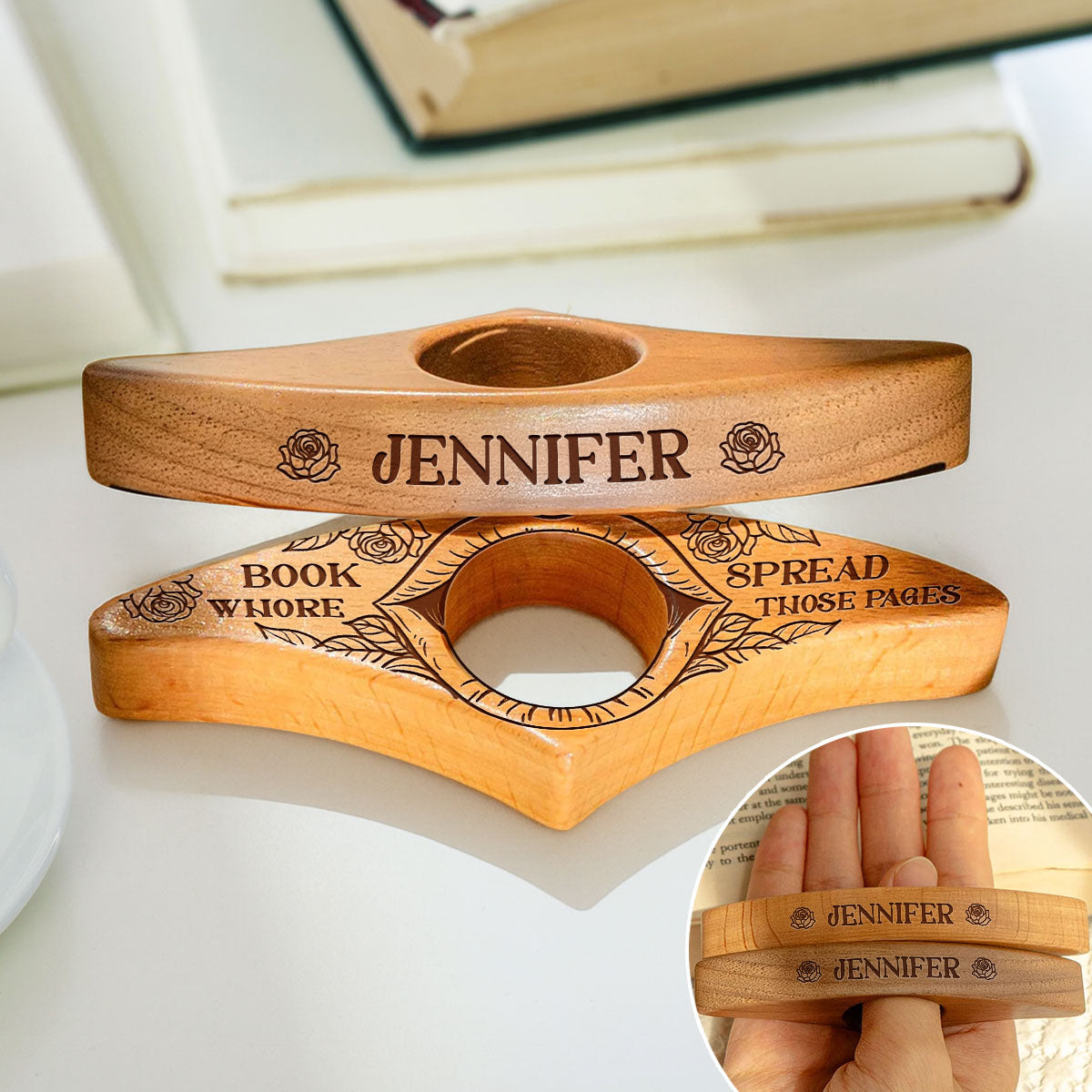Custom Christmas Birthday Bookish Gifts For Book Lovers, Bookworms, Readers • Spread Those Pages Gift For Book Lovers - Personalized Book Page Holder