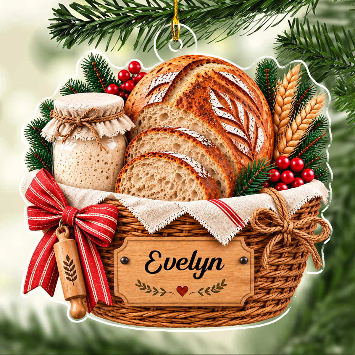 Custom Family Ornament, Christmas Gift for Family Members •  Baking Joy Into Every Loaf - Personalized Acrylic Ornament