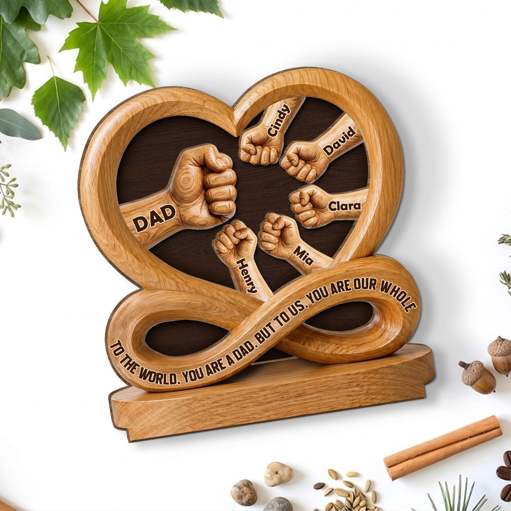 Custom Father's Day Decor, Gift for Dad & Grandpa • Dad You Are Everything - Personalized 2-Layer Wood Plaque With Flat Base