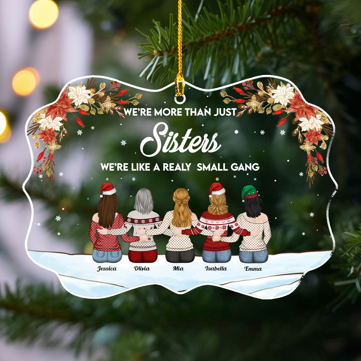 Custom Friendship Christmas Ornament, Best Friend Gift •  Here Is To Another Year Of Bonding Over Alcohol - Personalized Acrylic Ornament