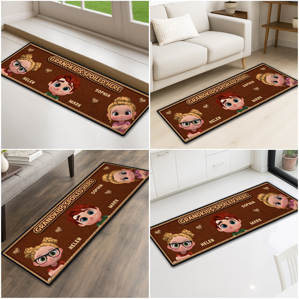 Custom Names Rug, Christmas Birthday Gift For Granddaughter Grandson • Grandmas Little Makers - Personalized Runner Rug