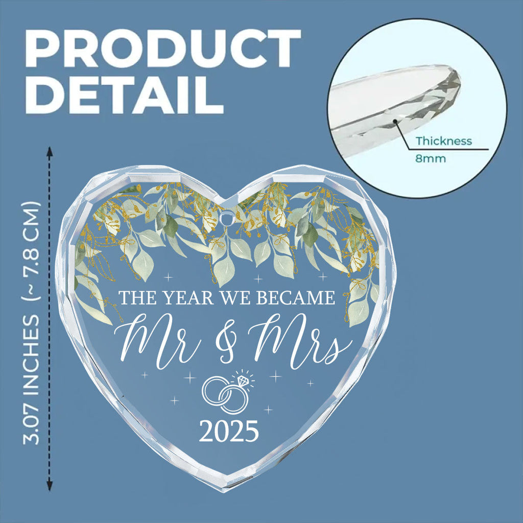 Custom First Christmas Ornament Married, Gift for Newlyweds •  We Became Mr And Mrs - Personalized Glass Ornament