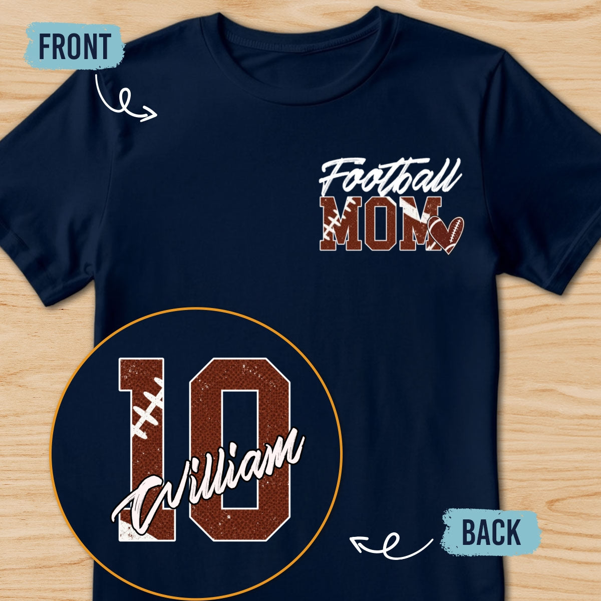 Custom Christmas & Birthday Keepsake Gift • Proud Football Mom - Personalized Shirt