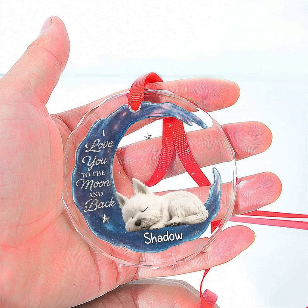 Custom Keepsake Christmas Ornament •  Love You To The Moon - Personalized Glass Ornament