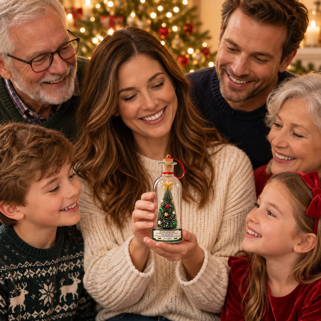 Custom Voice Recordable Message, Holiday Ornament Gift For Grandparents • My Love For You - Personalized Christmas Tree Bottle