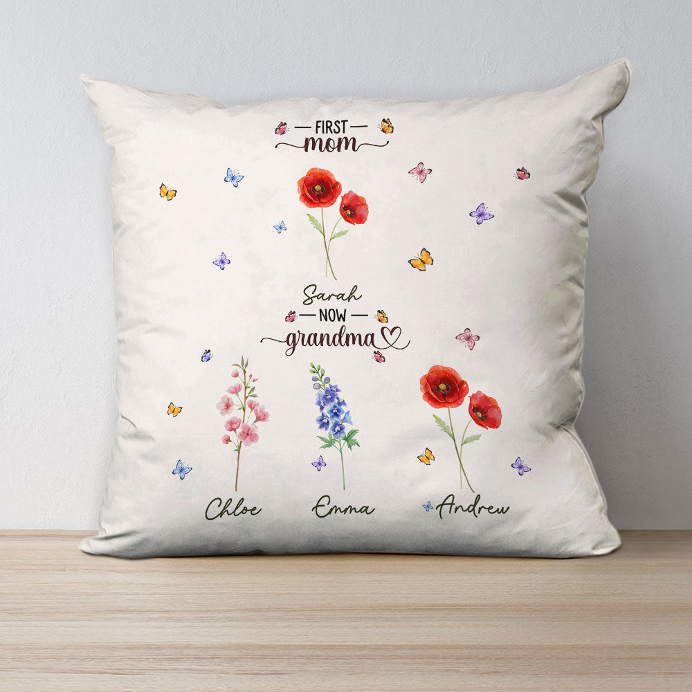 First Mom Now Grandma - Personalized Throw Pillow