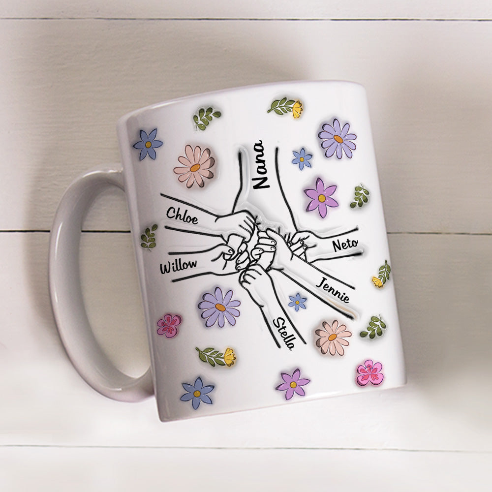 Custom Mother's Day Gift for Mom & Grandma • Grandmother Hold My Hand - Personalized 3D Inflated Effect Mug