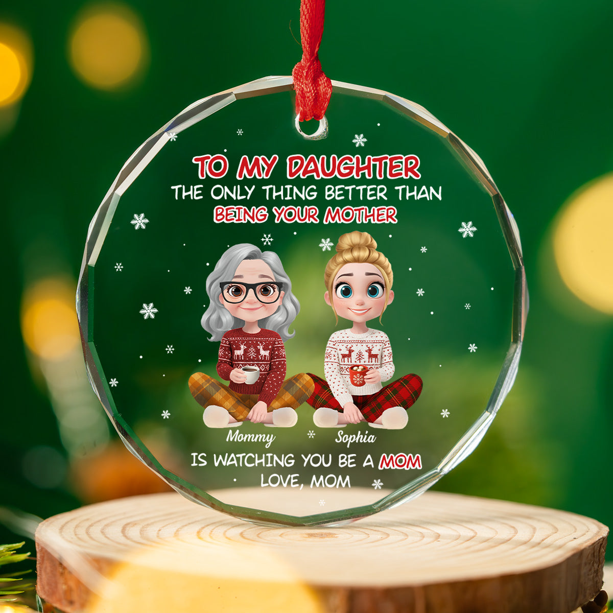Custom Keepsake Christmas Ornament •  Watching You Become A Mother - Personalized Glass Ornament