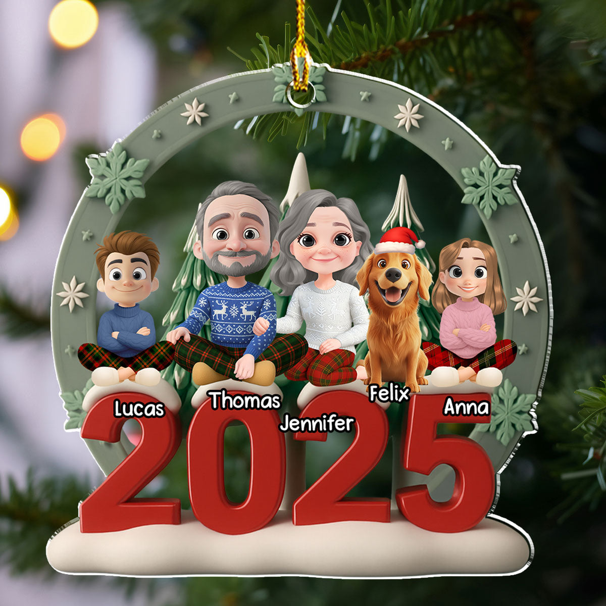 Custom Keepsake Christmas Ornament •  Under The Christmas Tree - Personalized 3D Effect Acrylic Ornament