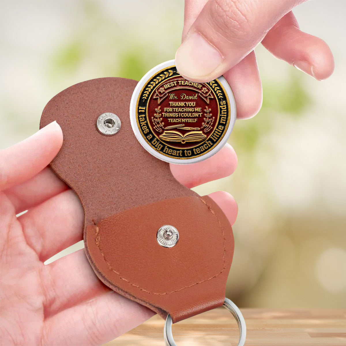Custom Coin Keychain, Mother's Father's Day Birthday Gift Keepsake • Teachers Create Lasting Impact - Personalized Pocket Hug