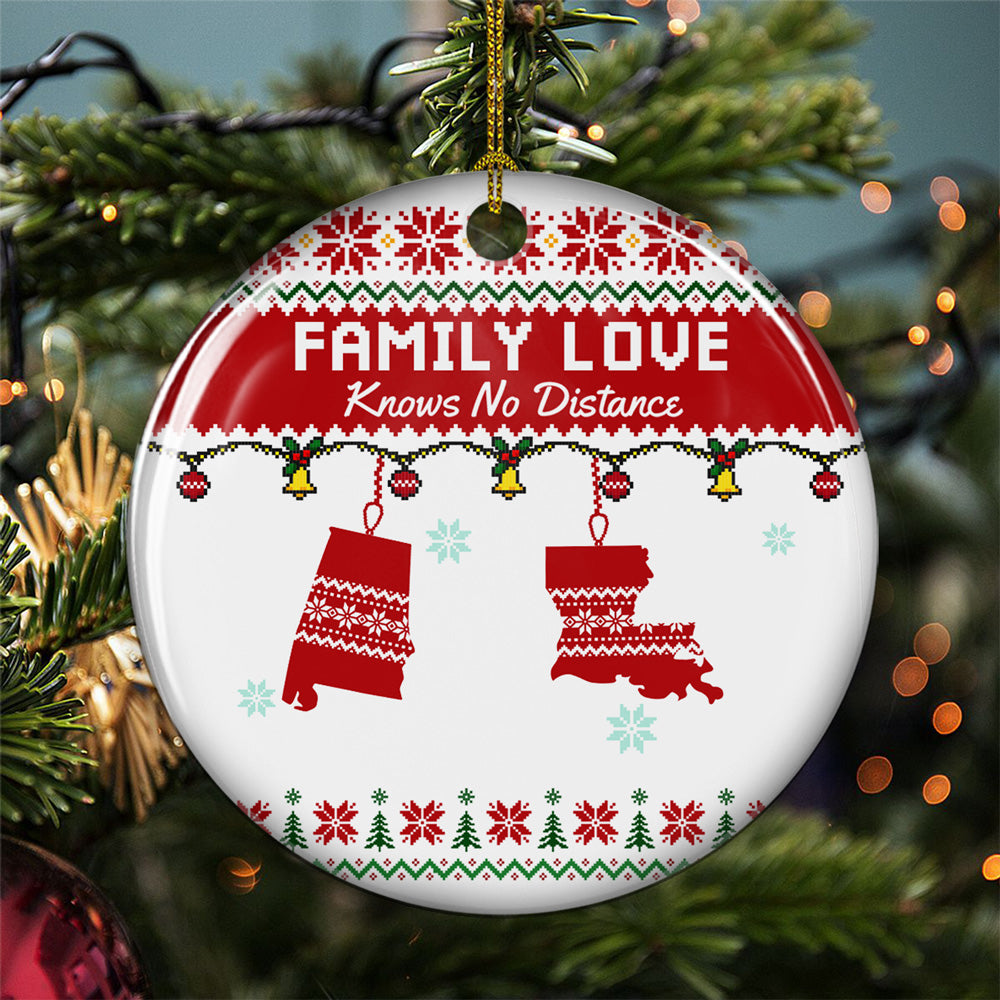 Custom Family Ornament, Christmas Gift for Family Members •  No Matter Where You Are - Personalized Ceramic Ornament