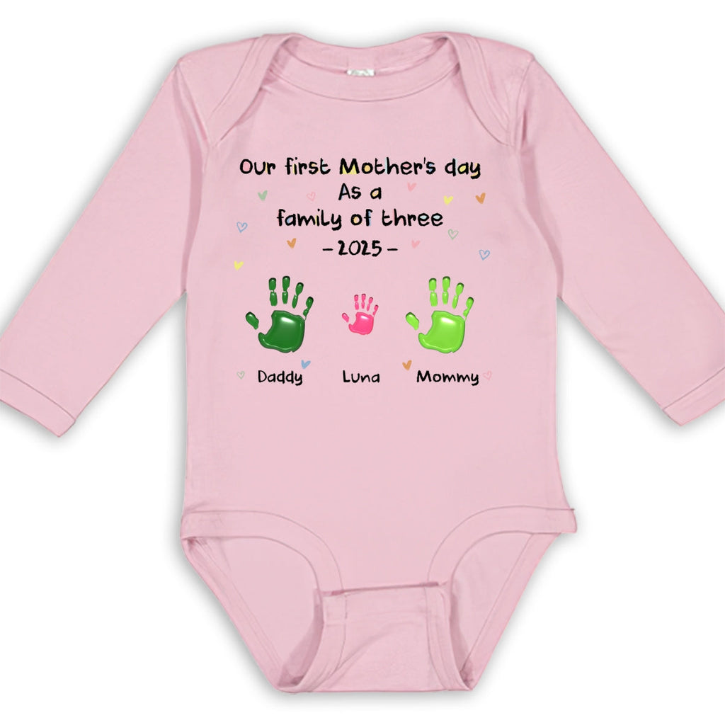 First Mother Day - Personalized Long Sleeve Baby Onesie