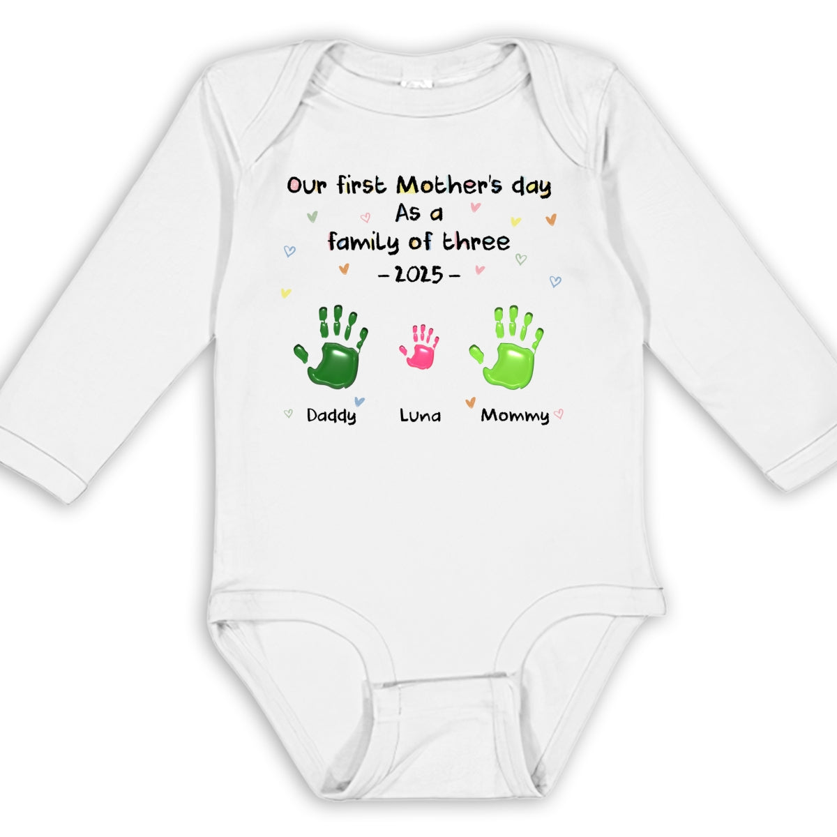 First Mother Day - Personalized Long Sleeve Baby Onesie