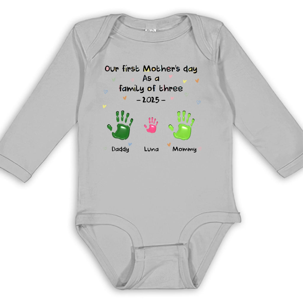 First Mother Day - Personalized Long Sleeve Baby Onesie