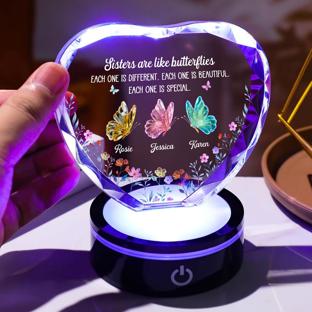 Festive Sister Love - Personalized Crystal Led Light