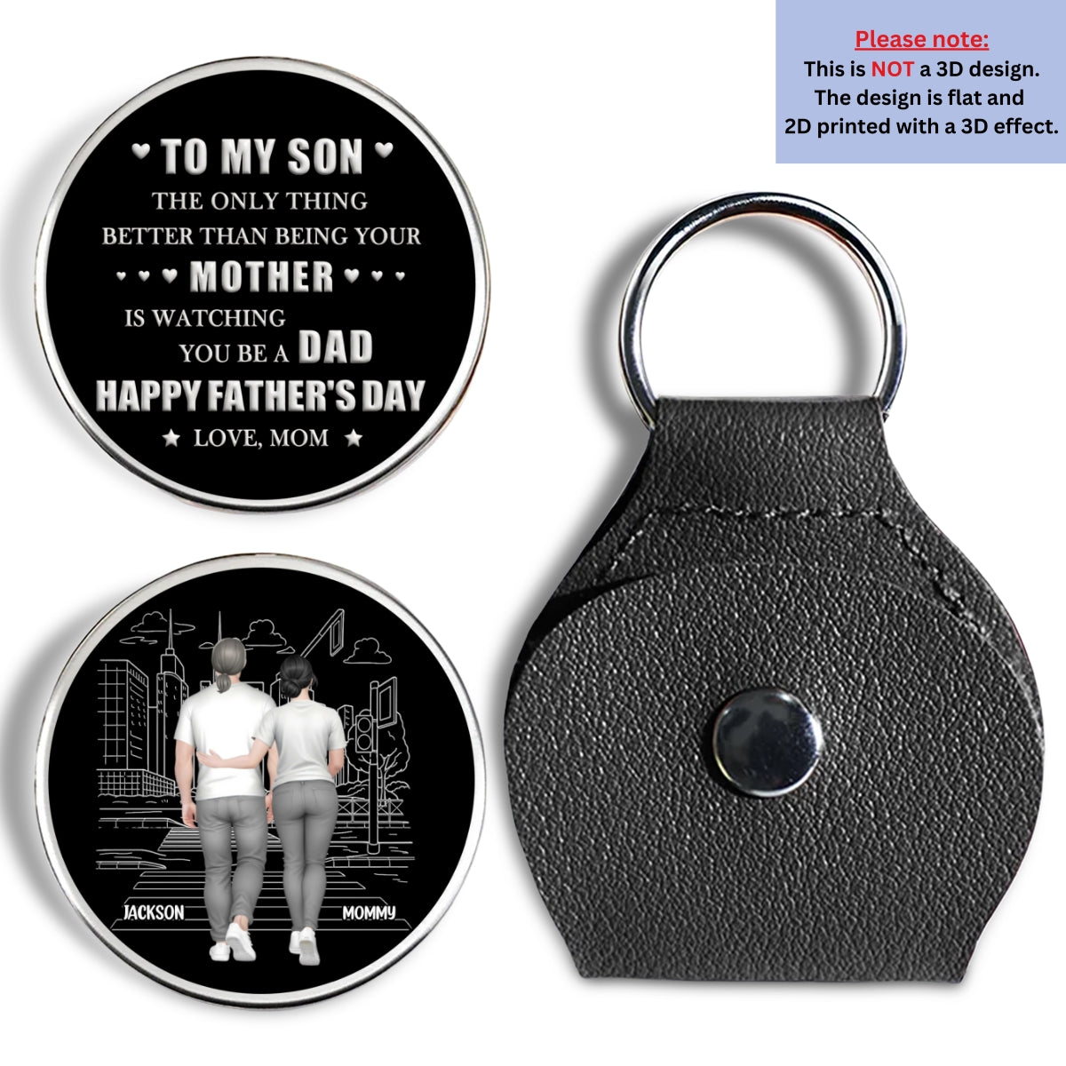 Custom Son Coin Keychain, Father's Day Birthday Gifts • Watching You Grow - Personalized Pocket Hug