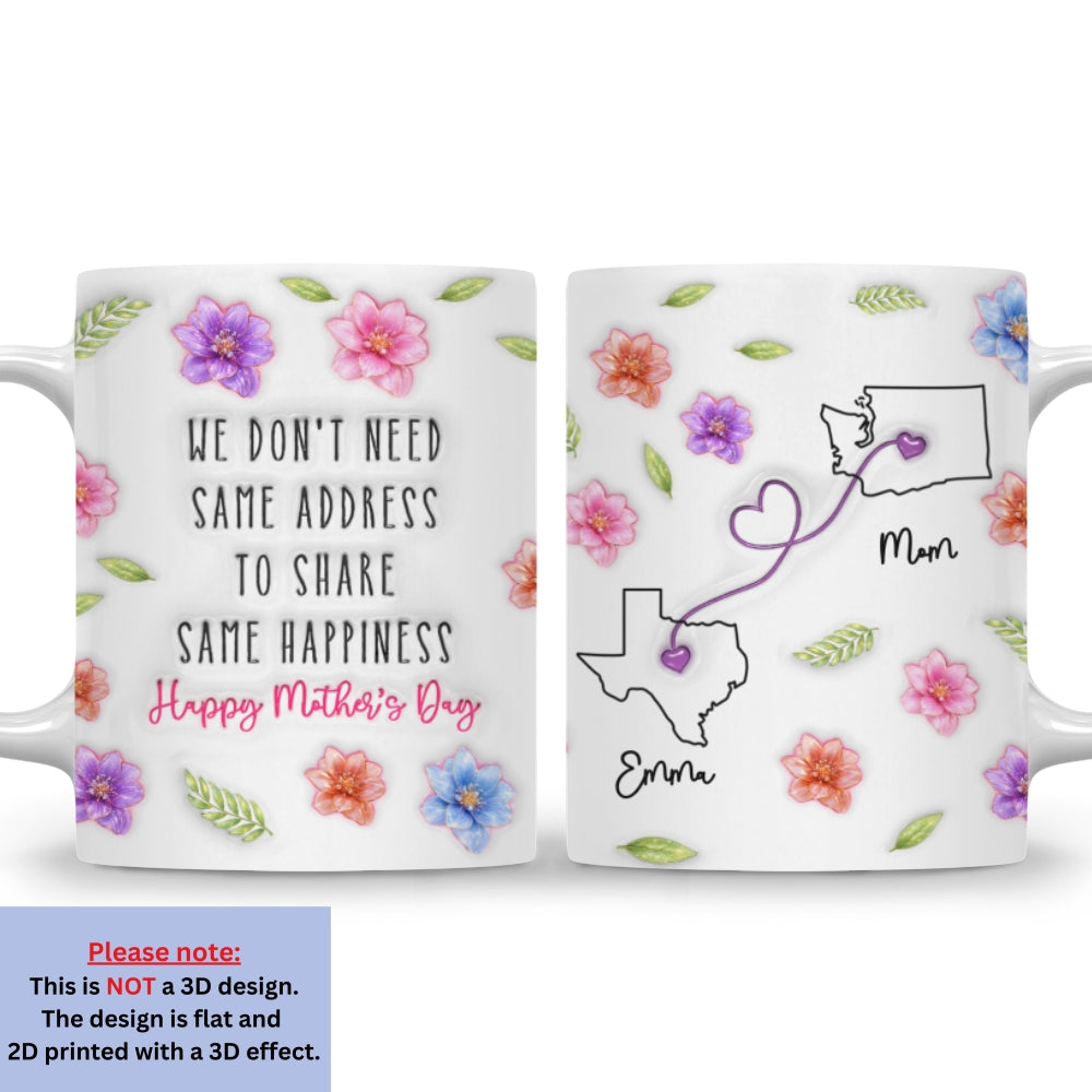 Custom Mother's Day Gift for Daughter • Happiness Without Borders - Personalized 3D Inflated Effect Mug