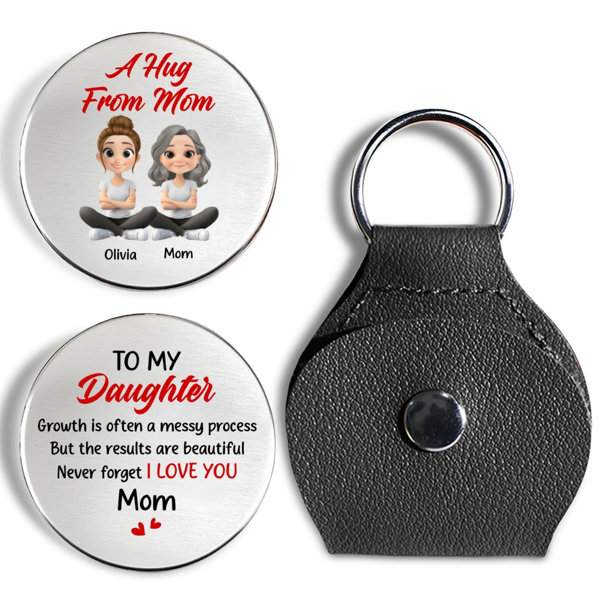 Custom Daughter Coin Keychain, Mother's Day Birthday Gifts • Never Forget I Love You - Personalized Pocket Hug