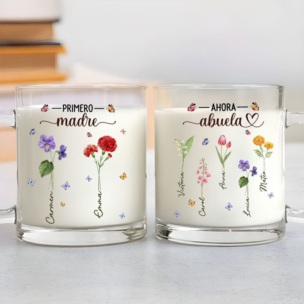 Custom Mother's Day Gift for Mom & Grandma • Flor del mes de nacimiento de la abuela - Taza de vidrio personalizada